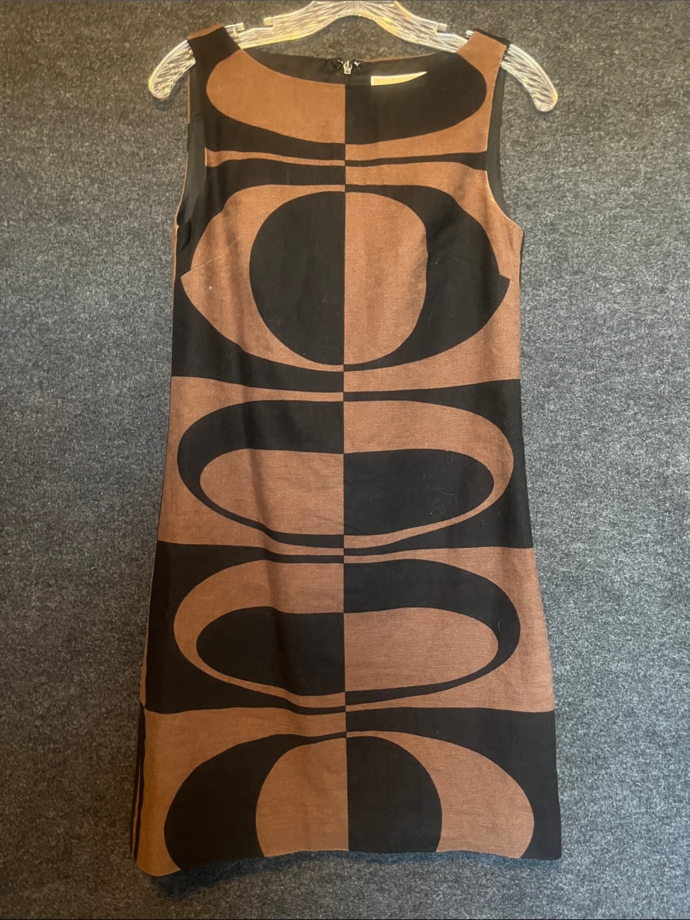 MICHAEL Michael Kors Brown and Black Geometric Sleeveless Shift Dress